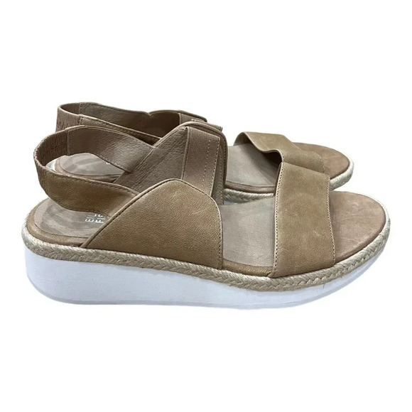 Eileen Fisher Tan Dash Strappy Wedge Sandals 8 - Picture 3 of 6